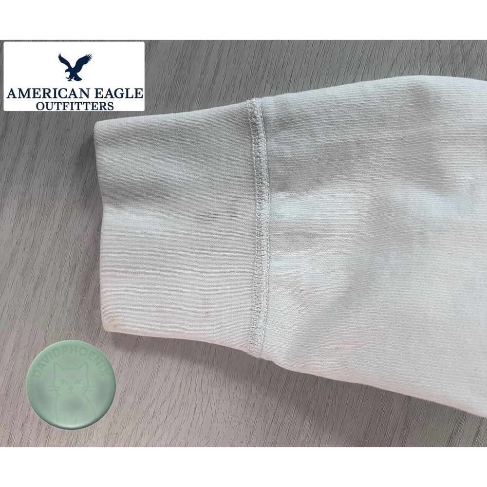 American Eagle Outfitters Sweatshirt Hoodie Adult SMALL White Block Print Logo - Picture 5 of 9